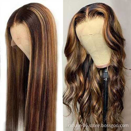 ISEE Hot Sale T1B/27 Honey Blonde Piano Color Lace Front Human Hair Wigs,180% Transparent Highlight Long Ombre Wig Vendors